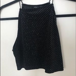 Black Sparkling Halter Crop Top Size: M